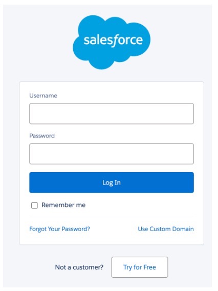 Salesforce login pop-up