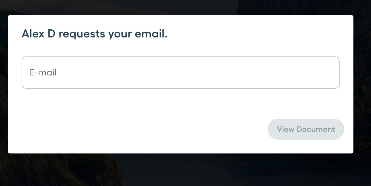 Email verification screen for proposal recipients