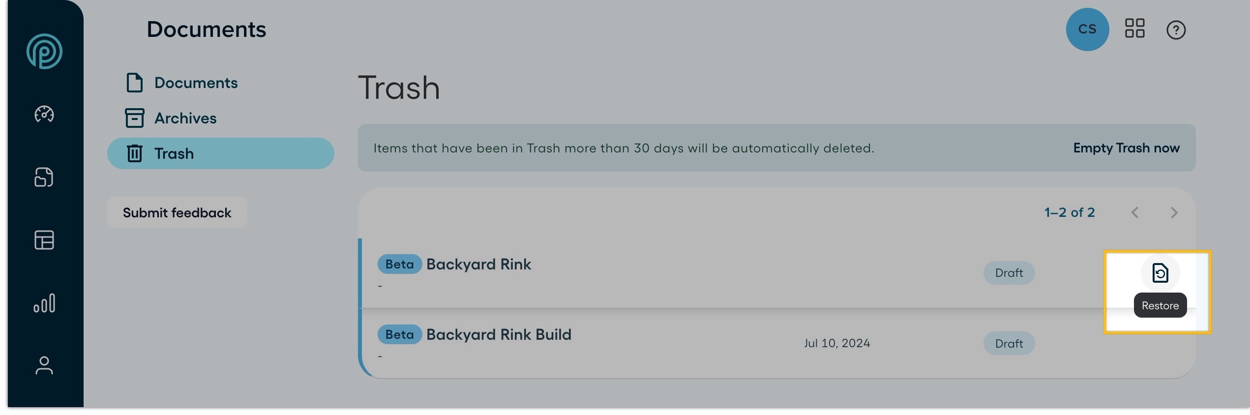 restoreDocumentListTrash.jpg