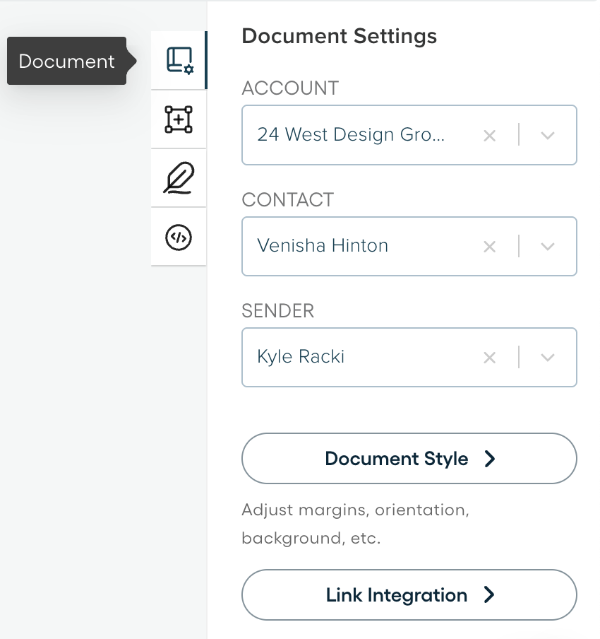 Sidebar - Doc Settings