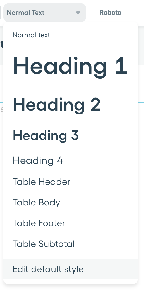 Default Styles Dropdown