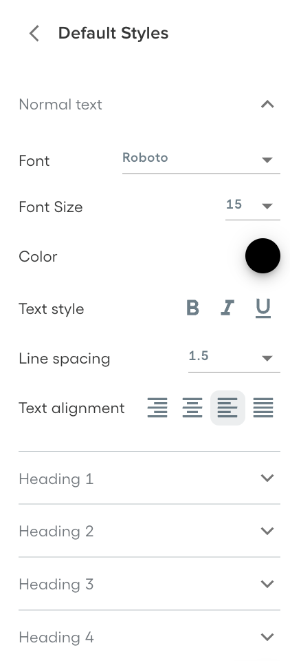 Deafult Styles Settings