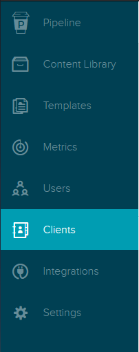 A screenshot of the navigation menu with Clients highlighted.